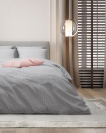 HOUSSE DE COUETTE MISAIO satin de coton rayure | Gris Clair
