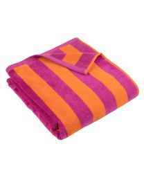 SERVIETTE DE PLAGE coton | Stripe Orange-Fuchsia