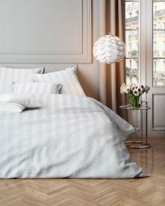 DUVET COVER cotton satin stripe | White