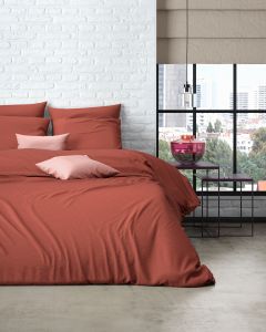 DEKBEDOVERTREK percale | Terracotta