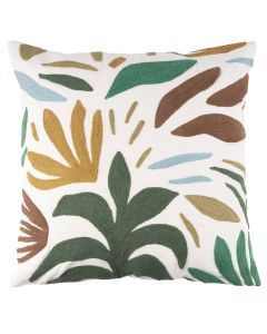 DECORATIVE CUSHION cotton | Abstract Foliage Green-Ochre