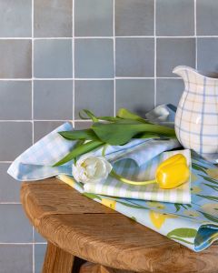 GESCHIRRTUCH baumwolle | Tulips blue-yellow - Bibiane light blue - Stripe mint green - 3-er Set