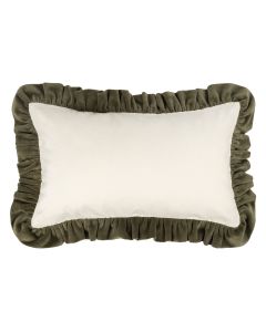 DECORATIVE CUSHION velvet ruffles | Ecru