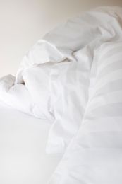 DUVET COVER cotton satin stripe | White