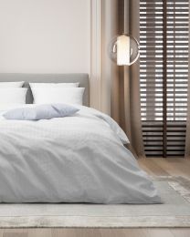 DUVET COVER MISAIO cotton satin stripe | White