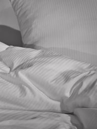 BETTBEZUG MISAIO baumwollsatin streifen | Hellgrau