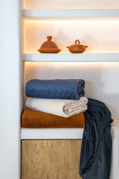 KUSCHELDECKE corduroy sherpa | Denim