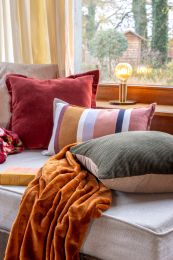 COUSSIN DÉCORATIF corduroy | Vert-Taupe