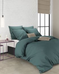 DUVET COVER MISAIO washed cotton | Dark Green