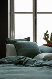 DUVET COVER MISAIO washed cotton | Dark Green