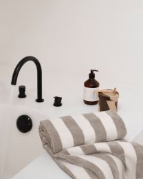 STRANDLAKEN katoen | Stripe Taupe-Ecru