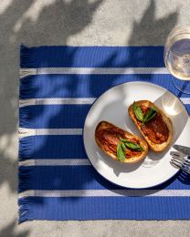 SET DE TABLE coton | Stripe Maxime Ultramarine-White - Ensemble de 4