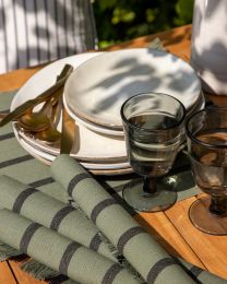 SET DE TABLE coton | Stripe Maxim Olive-Black - Ensemble de 4