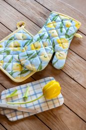 POTHOLDER cotton | Tulips blue-yellow