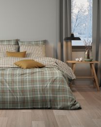 DEKBEDOVERTREK flanel | Charlie/vichy trio green-caramel