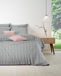 DEKBEDOVERTREK katoen renforcé | Stripe Oxford greige