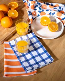 KITCHEN TOWEL cotton | Arance orange-blue - Set of 3